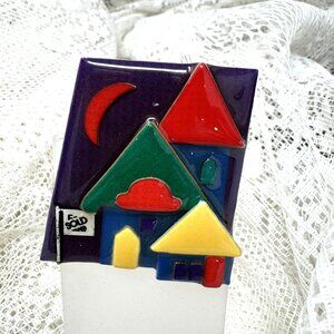 Lucinda House Pin Handmade Colorful Brooch Art Jewelry Vintage Style
